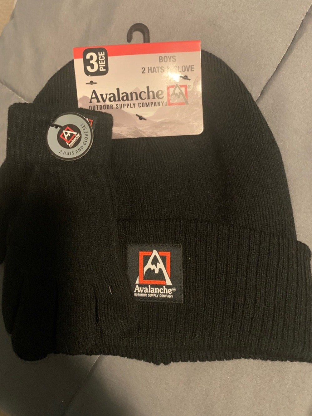 Avalanche Boys Black and Gray Beanie - 3 Piece Set NWT